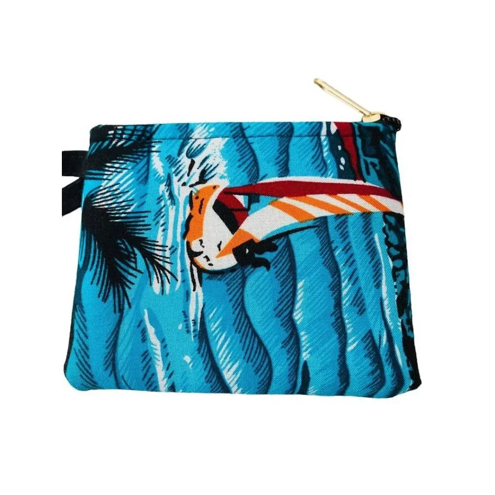 Jamaica‎ Souvenir Small Tropical Print Fabric Wristlet Zip Top 4.75